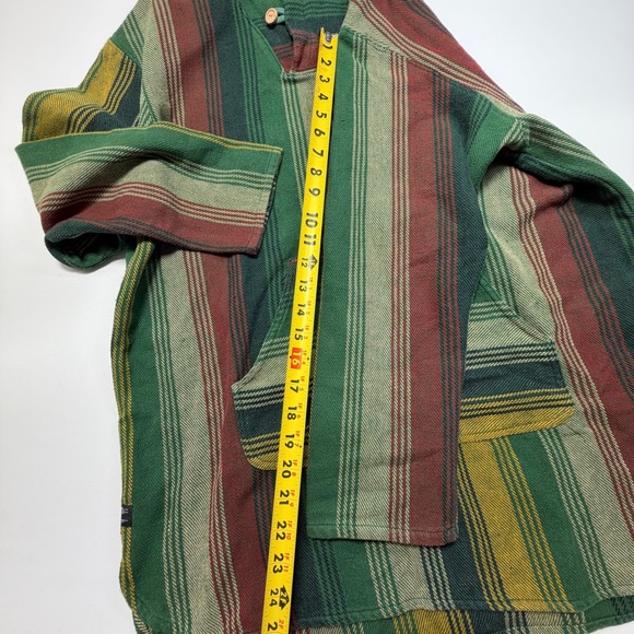 10 Deep Baja Hoodie Large Striped Pullover Streetwear Green - Picture 5 of 8